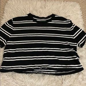 Black and white striped tee.